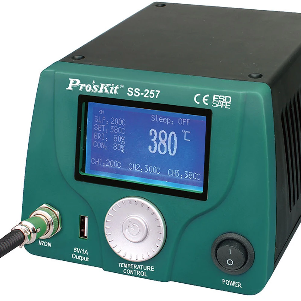 Pro'sKit SS-257H ЖК-цифровой Интеллектуальный Контроль температуры паяльная станция Антистатическая без свинца обслуживание электросварка