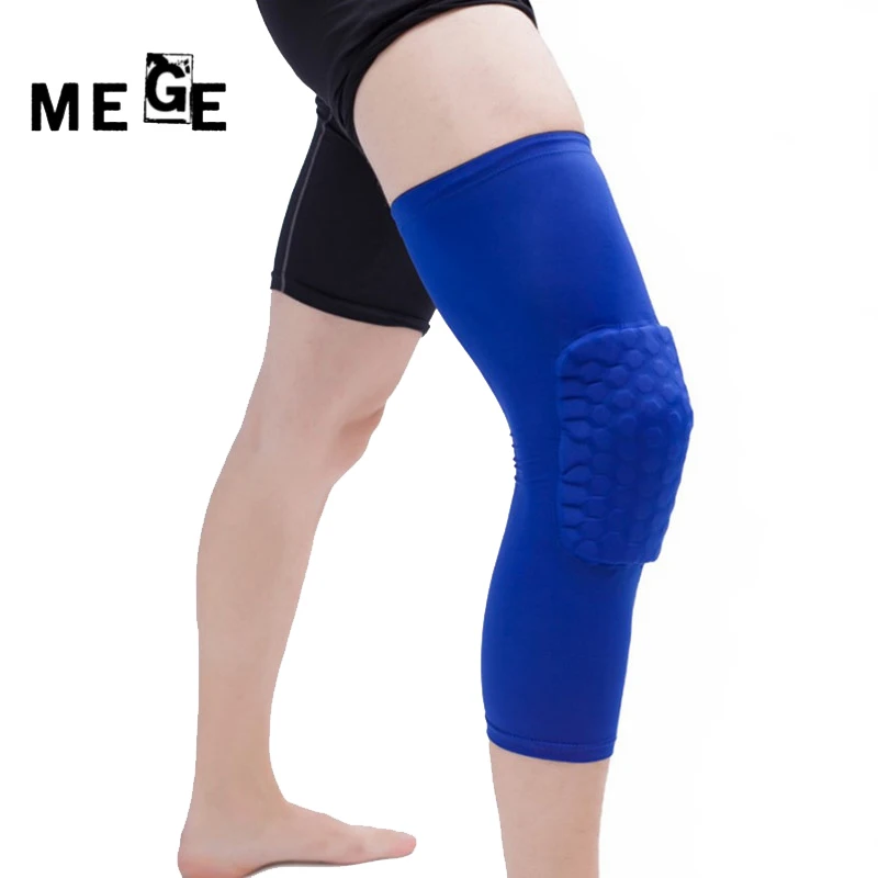 Mege 1 قطعة منصات الكبار لكرة السلة الركبة الركبة هدفين دعم الساق كم الركبة دعم حامي العجل الطائرة المعدات