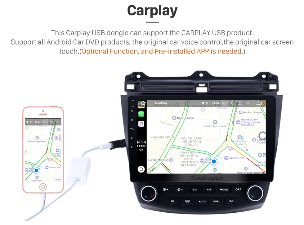Cheap Seicane 10.1 inch RAM 1GB Quad-Core Android 8.1 Car Radio Player GPS Navigation Stereo Multimedia For Honda Accord 7 2003-2007 8