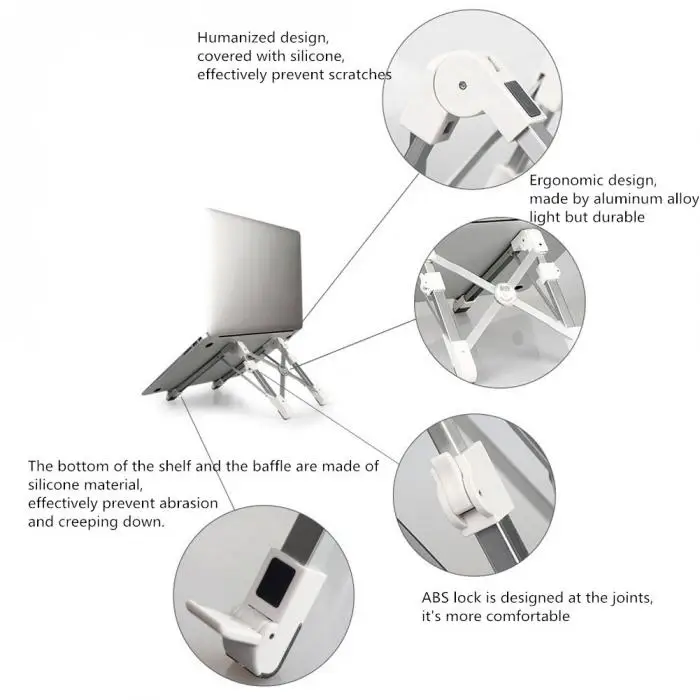 Алюминий сплава регулируемый ноутбук настольная подставка Складная стойка держатель для блокнот PC SD998