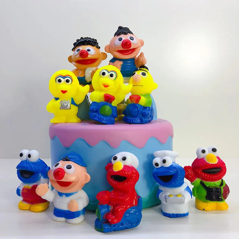 

8-10pcs/Set 5-6cm Sesame Street Mario Baby Shark PVC Mini Dol Cartoon Model Doll Toys Home Party CakeDecoration Action Figures