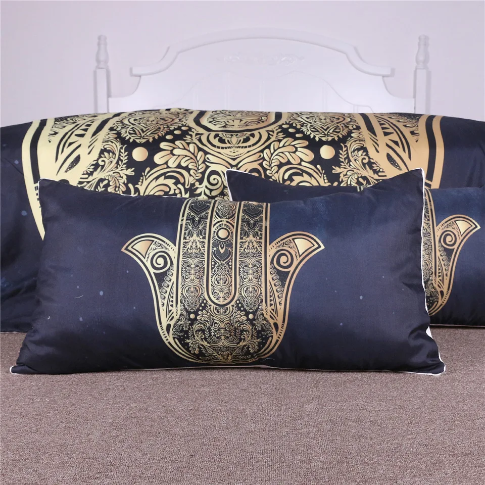 حار ختم سلسلة النخيل البوهيمي الفراش مجموعة الزفاف الديكور غطاء لحاف المخدة ملاءات نوم الفراش 3 قطع