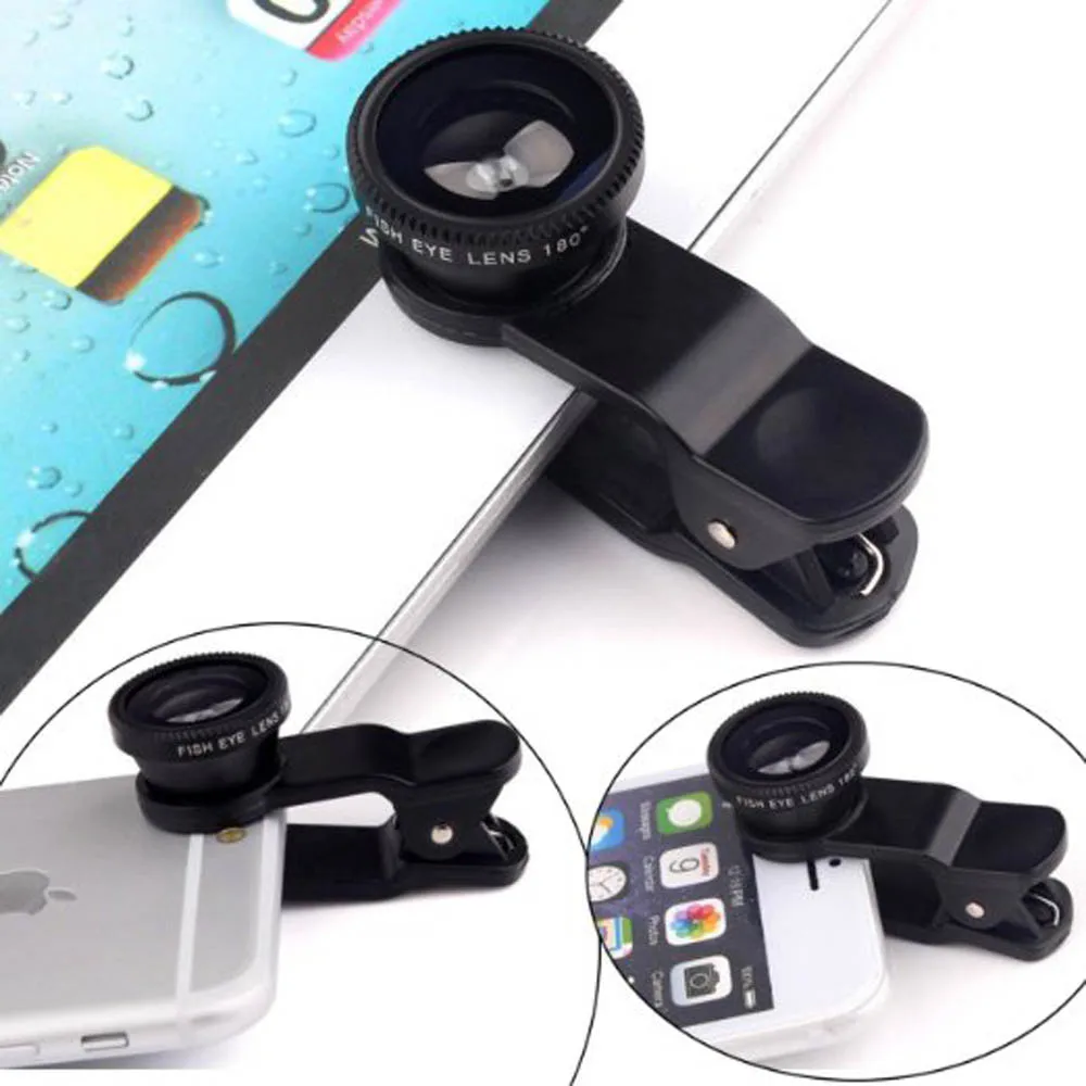Объектив «рыбий глаз» 3 в 1, линзы для мобильного телефона, рыбий глаз+ широкоугольный+ макро-объектив для камеры iphone 7 6s plus 5s/5 xiaomi huawei samsung