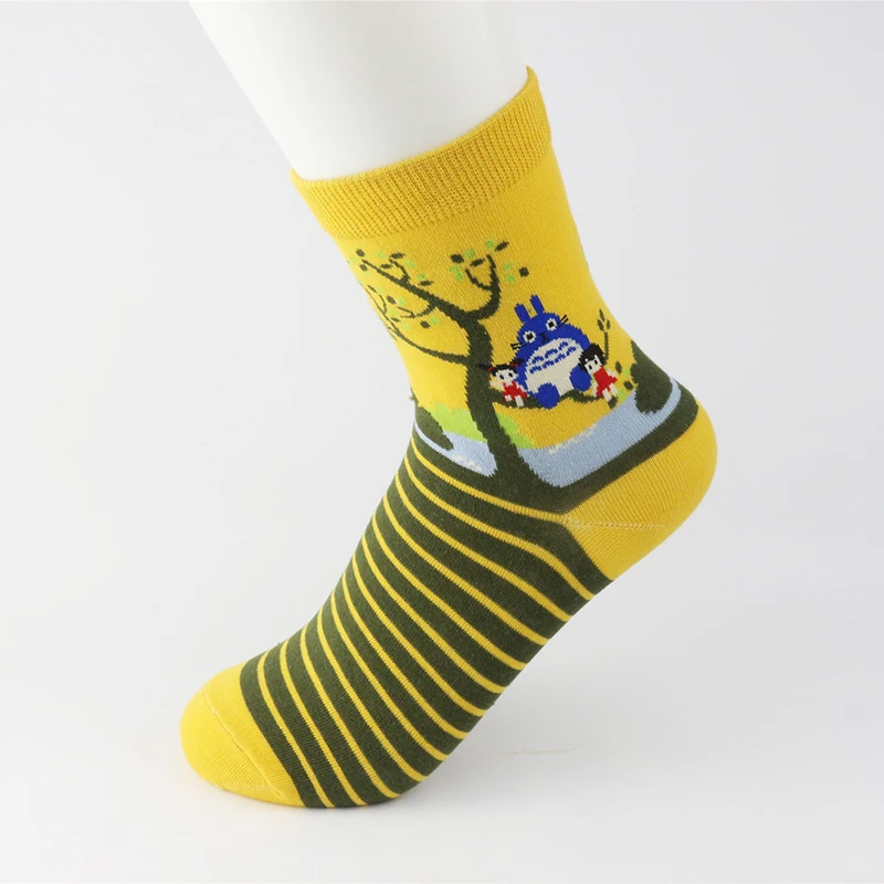 PEONFLY новые полосатые Мультяшные сказочные анимационные носки Totoro sox Осенние