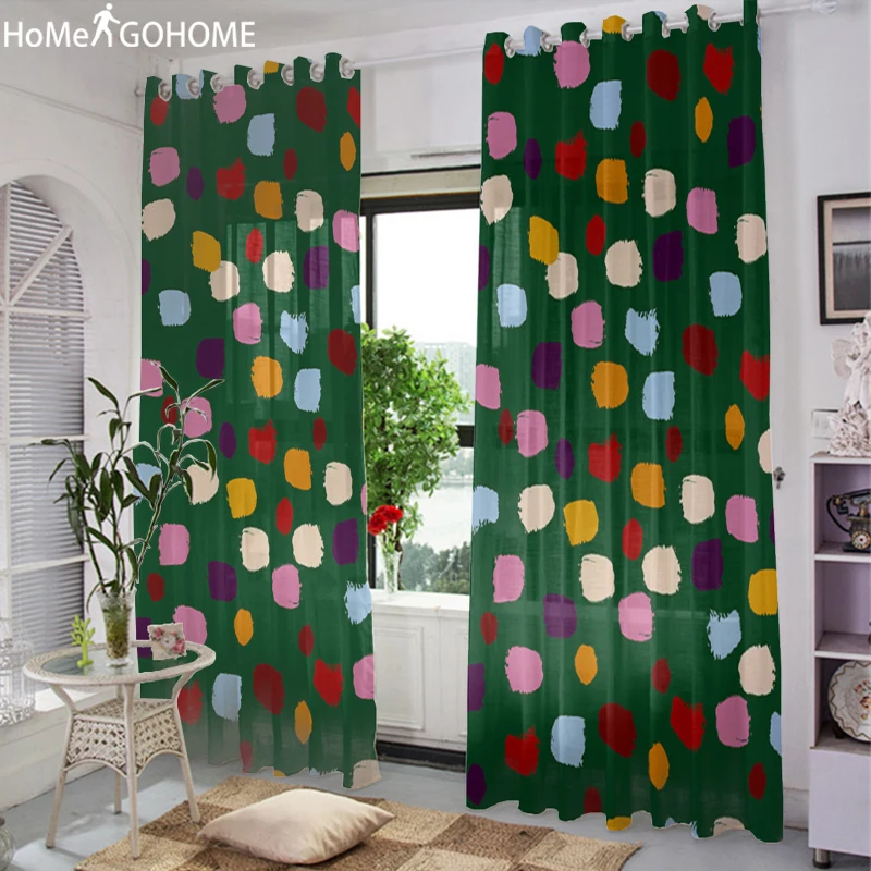 Cortinas Para Sala De Estar 3D Прозрачные тюлевые шторы для гостиной Акварельная палитра