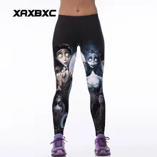 022 High Waist Workout Silm Fitness Women Leggings Elastic Pants Trousers Sexy Girl Fashion Corpse Bride ghost Cartoon Prints