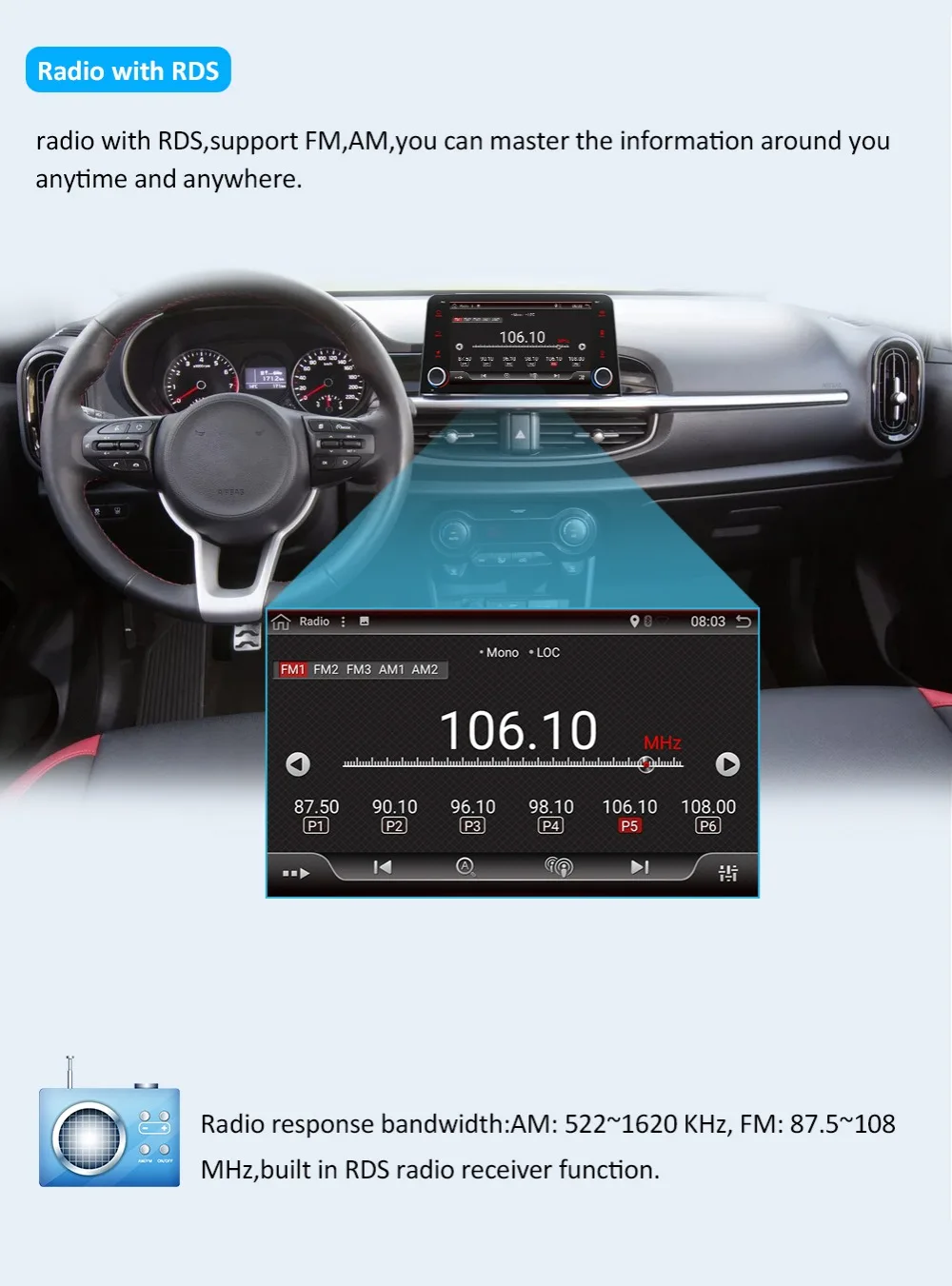 Clearance car radio 1 din Octa Core Android 9.0 DVD GPS Navi Multimedia Car Stereo for KIA Morning/Picanto 2017 2018 Radio Headunit BT 7
