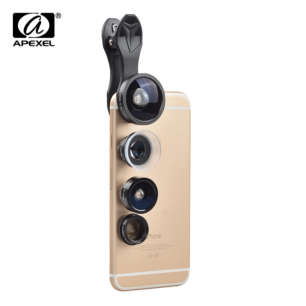 bilder für Apexel Hohe Qualität Handy-kamera-objektiv kits 5 in 1 198 Fisheye 0,4x Weitwinkel 12x/24x Makro CPL Objektiv Mit Universal Clip bilder für Apexel Hohe Qualität Handy-kamera-objektiv kits 5 in 1 198 Fisheye 0,4x Weitwinkel 12x/24x Makro CPL Objektiv Mit Universal Clip