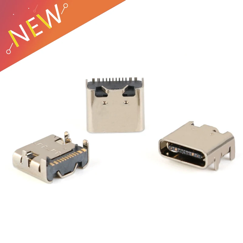 

10pcs Micro USB-3.1 SMD 16P type-c female socket DIP4 Hd transmission interface for Smartphones end plug Charging plug