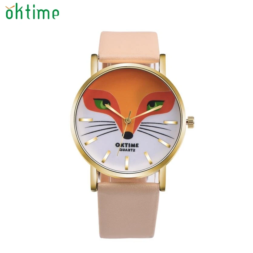 Женские кварцевые часы Reloj Ma3 с кожаным ремешком в ретро стиле рисунком лисы из