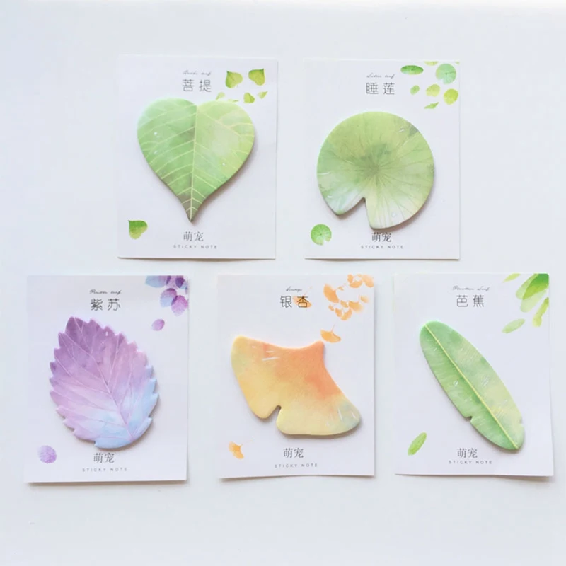 

Cute Kawaii Natural Plant Leaf Sticky Note Memo Pad Office Planner Sticker Paper Korean Stationery School Notepad Supplies