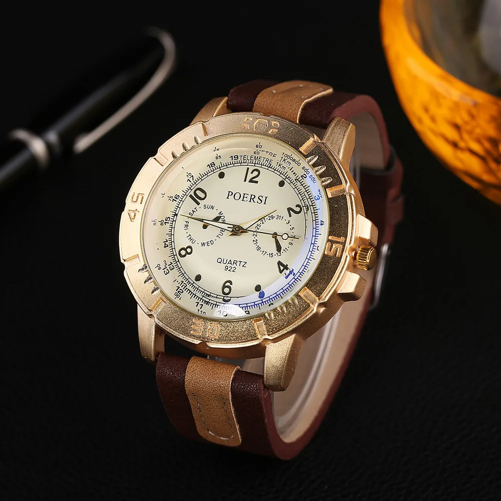 Бренд Relogio Masculino роскошные мужские часы Аналоговые Кварцевые искусственная кожа спортивные наручные часы Мужские часы Reloj