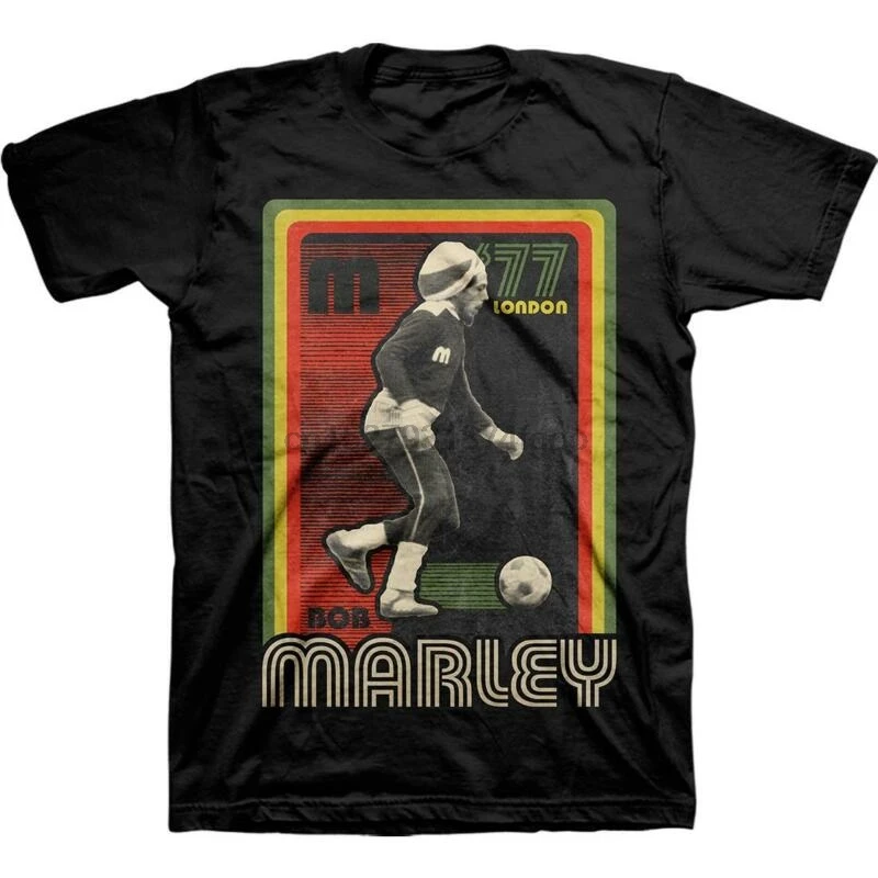 ZION Bob Marley Soccer Football London 1977 Mens T-Shirt (Size SM - 2XL) ZION Bob Marley Soccer Football London 1977 Mens T-Shirt (Size SM - 2XL)