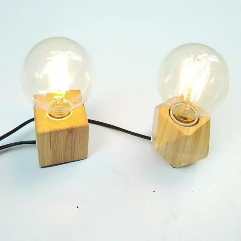 

Wooden Table Lamp With Adjustable 40w Edison Bulb Reading desk lamp Luminarias De Interior Light