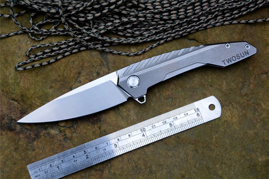 

Two sun Fold Knife TS05 Flipper Pocket knife Titanium Handle for Gift Collection Hunting Survival Knife Gears