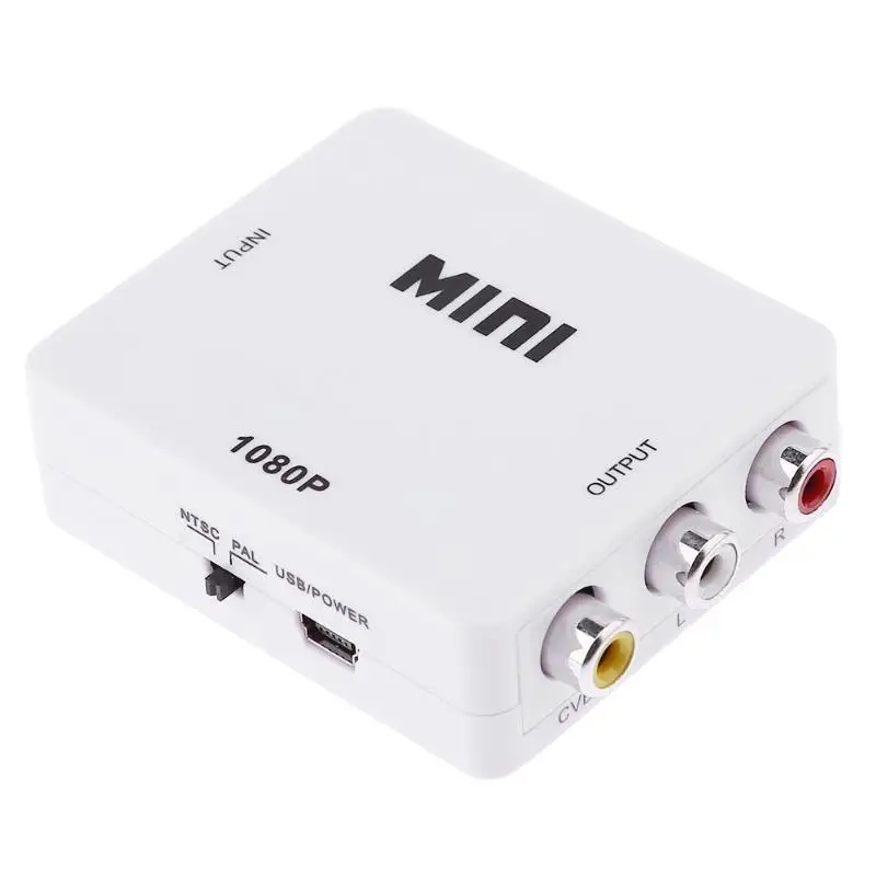 

ALLOYSEED USB Power HDMI To RCA AV/CVBS Adapter HD 1080P Mini HDMI 2AV Audio Video Converter Box For TV HDTV PC Laptop Projector
