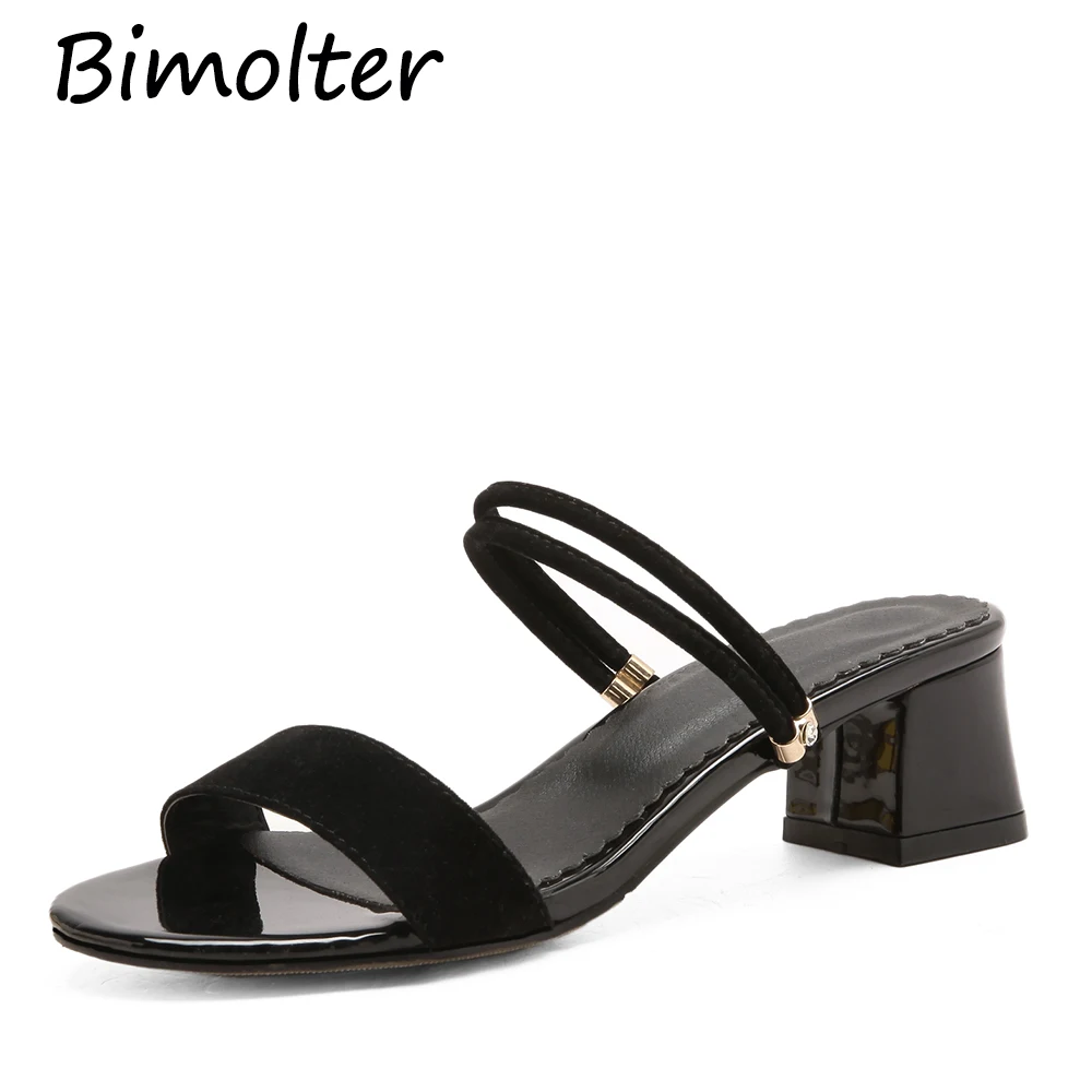 

Bimolter 2019 New Hot Sale Super Big Size 31-52 Square Heel Women Summer Sandals And Slipper Comfortable Concise Sandals PSEA007