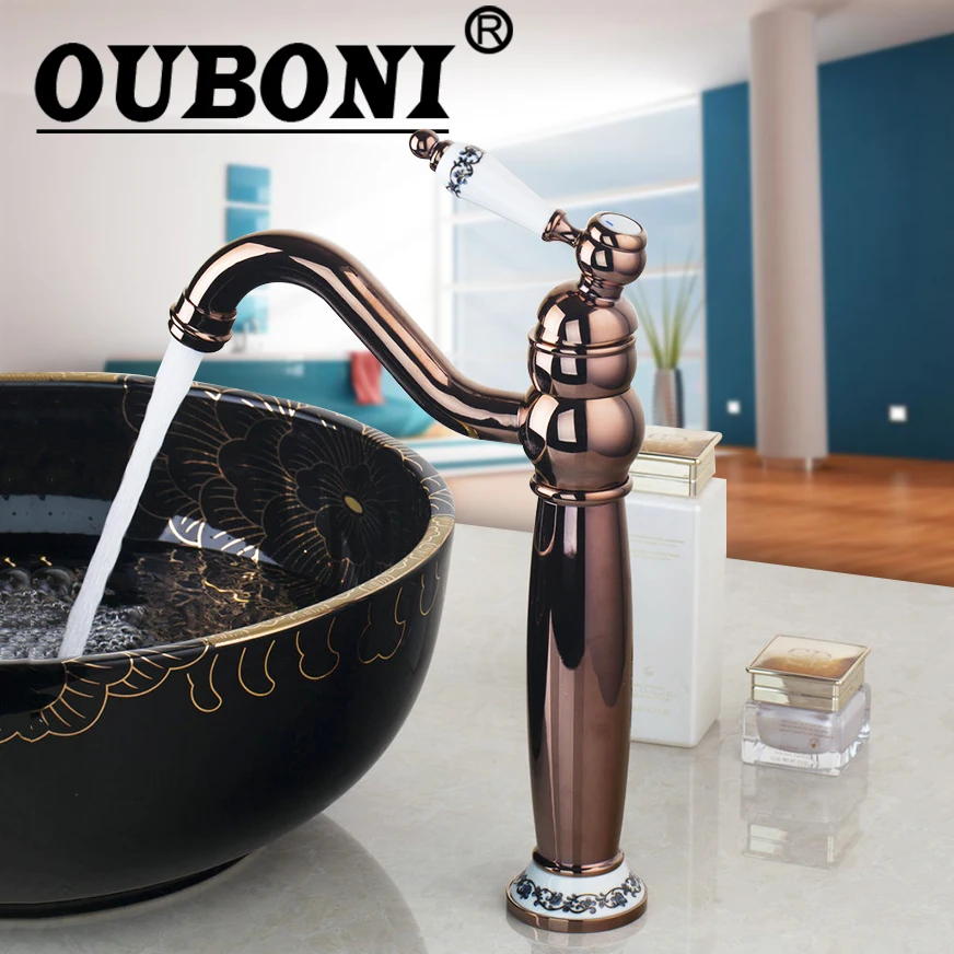 

OUBONI Rose Roman Golden Swivel 360 Deck Mounted Single Handle Kitchen Faucet Torneira Cozinha Basin Sink Faucets,Mixer Taps