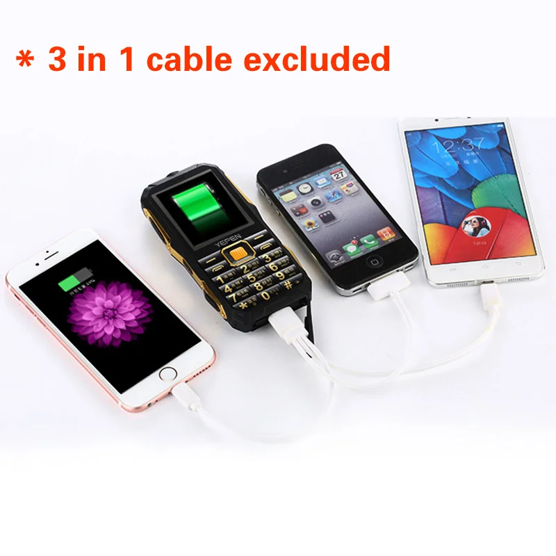 Y698 flashlight wireless FM radio 2800mAh long standby dual SIM card mp3 mp4 power bank Analog TV rugged mobile phone P072