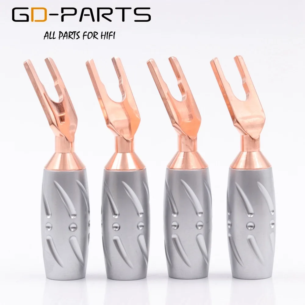 

Viborg Pure Copper Speaker Y Spade Connector AMP Banana Plug Fork Speaker Plug Hifi Audio DIY Screw Lock Gold Rhodium Plated