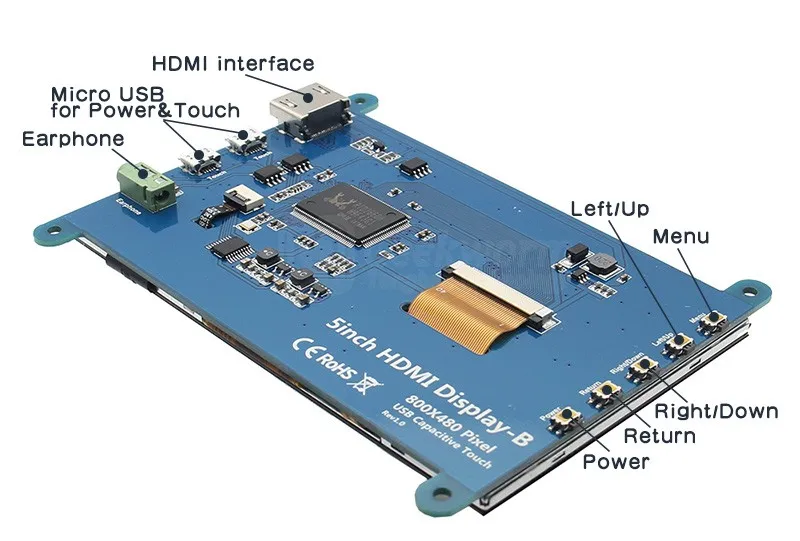 Raspberry Pi 3 Model B+ 5 дюймов 800x480 HDMI Сенсорный емкостный ЖК-экран дисплей монитор для Raspberry Pi PC Xbox360 PS4