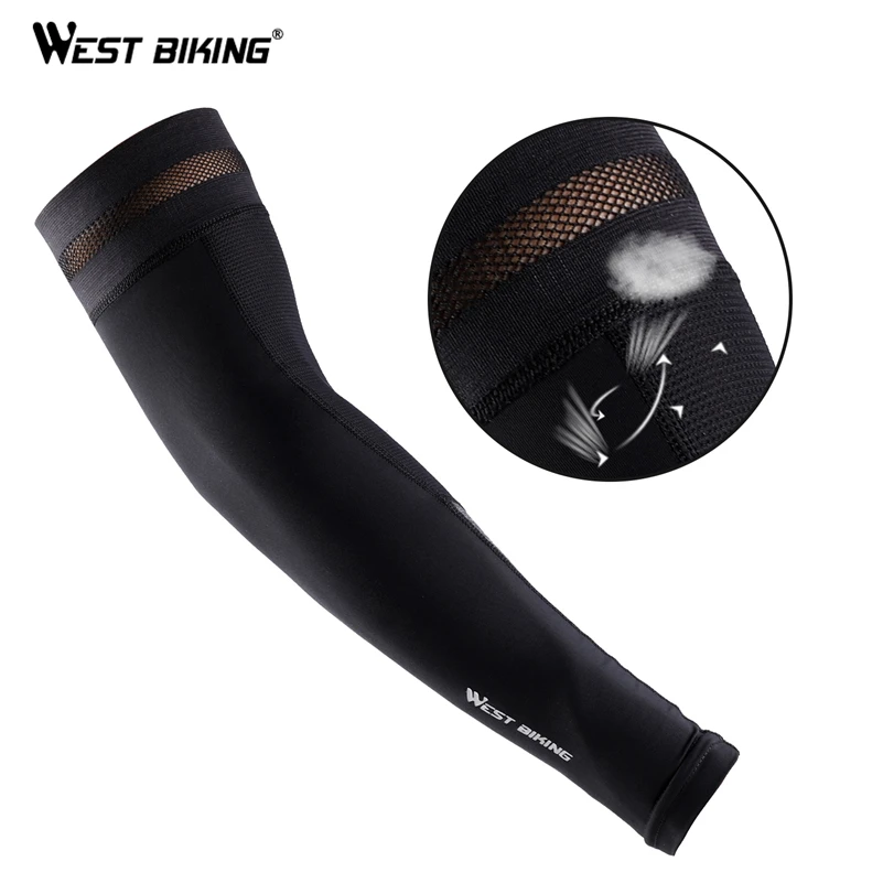 Cycling Running Arm Sleeve Bicycle UV Protection Cuff Cover Bike Sport Arm Warmers Cool Men Women Cycling Sleeves WEST BIKING