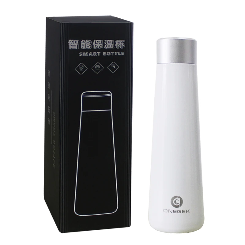 ONEGEK умный термос 304 Вакуумная чашка из нержавеющей стали 380 мл портативная чашка для воды с ЖК-дисплеем и температурным дисплеем Вакуумная бутылка - Цвет: White