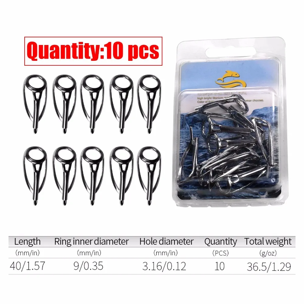10Pcs 3.0mm Fishing Rod Tip Tops Repair Kit Stainless Steel Ring Silver Spinning Casting Fishing Pole Rod Tips Replacement Parts