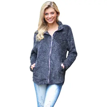 

US Womens Coat Faux Fur Borg Outwear Ladies Jacket Oversized Hoodies