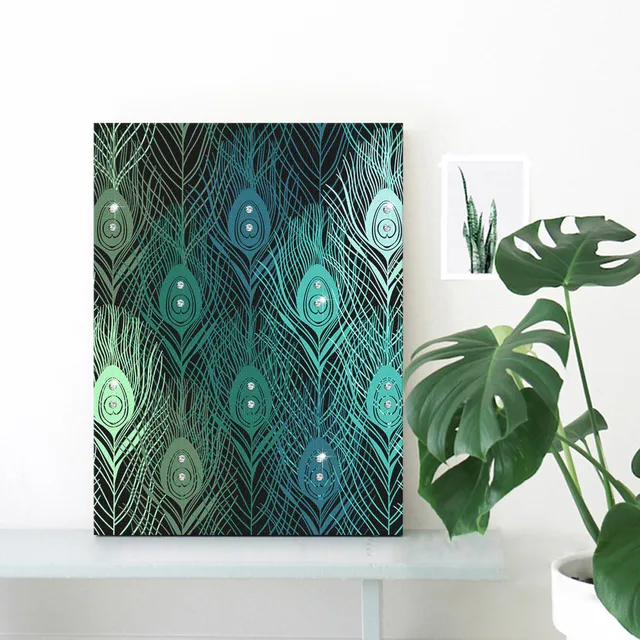 HAOCHU Crystal Canvas Painting DIY Peacock Feather Mural Wall Art Diamond Glitter Beauty Personalize Handmade Home Bedroom Decor HAOCHU Crystal Canvas Painting DIY Peacock Feather Mural Wall Art Diamond Glitter Beauty Personalize Handmade Home Bedroom Decor