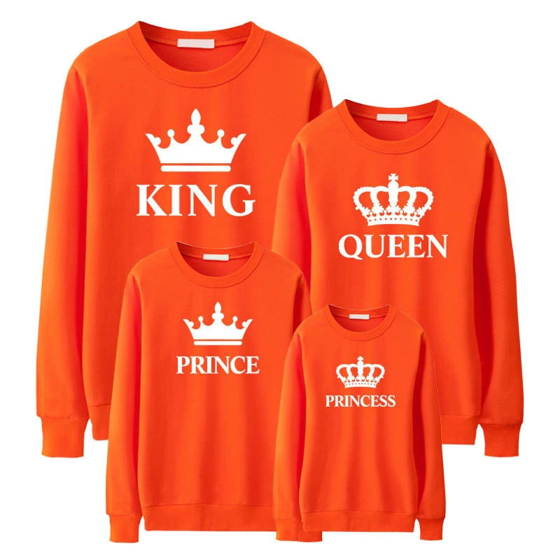 LILIGIRL King Queen Crown Print Family Matching Outfit Leisure Sweatshirt T-shirt Father Mommy And Me Clothes - Цвет: ZXX42 A