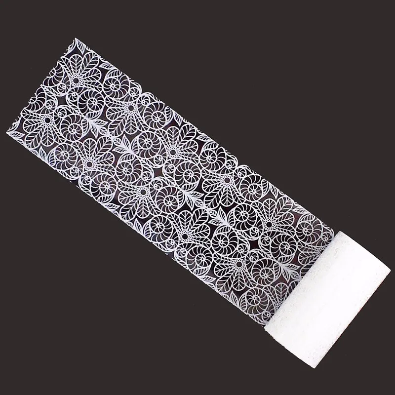 1 Piece Nail Art White Flower Lace Design Transfer Sticker Women Manicures Decoration Flower Lace Nail Sticker Decal Wedding 01#