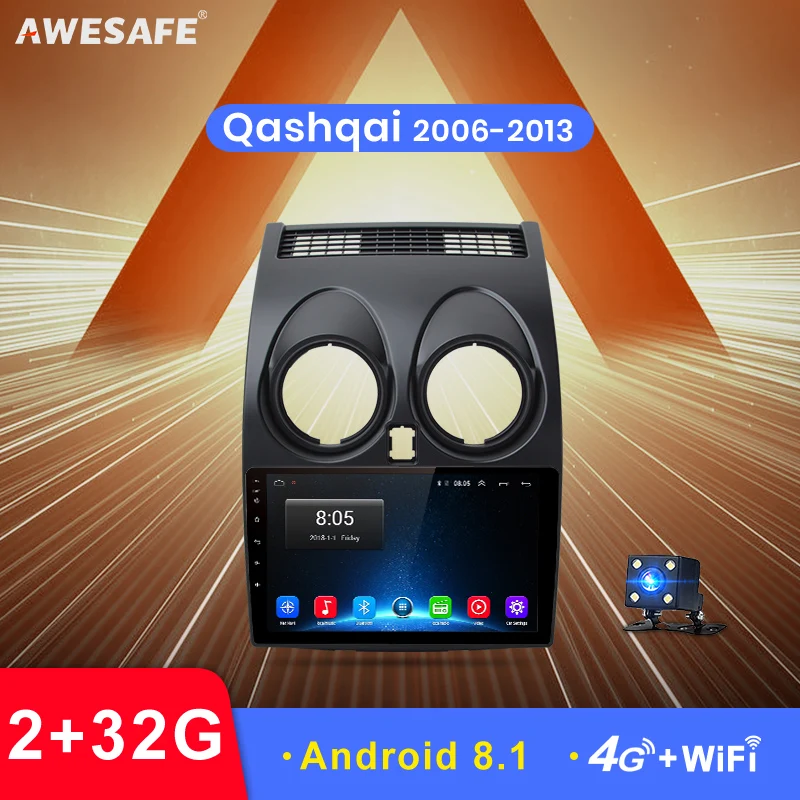 

AWESAFE 2 din Android 8.1 Car Radio Multimedia video player gps navigation For Nissan Qashqai 2008 2009 2010 2011 2012 gps head