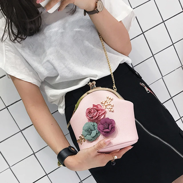 Bolsos para mujer 2018 bolso de moda para mujer, bolso de hombro con flores estéreo, bolso de hombro cruzado, bolso de pequeño, bolsos De mujer #8 _ - Mobile