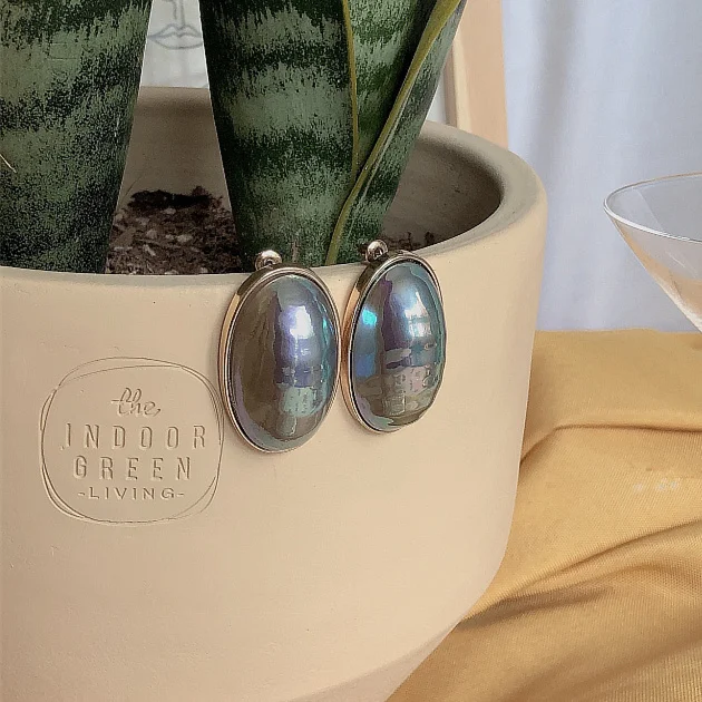 HUANZHI персональные геометрические овальные Разноцветный жемчуг кольца ракушки из металлического сплава кольца для женщин вечерние ювелирные изделия для путешествий подарки - Цвет основного камня: B