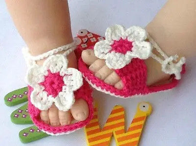 

Newborn Boys Girls summer Soft Handmade flower Crochet Knit Crib Shoes