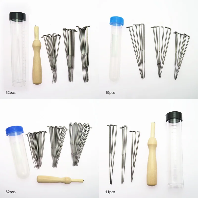 

Thick Medium Fine Needle Practical 1 Set Felting Needles Pin Tool Wooden Handle Sewing Kit Wool Pins Knitting Black Blue Bottle