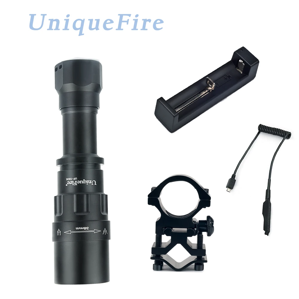 

UniqueFire 1605 IR 850nm Zoomable 38mm Convex lens Flashlight 3 Modes Night Vision Torch Rechargeable For Hunting KIT SET