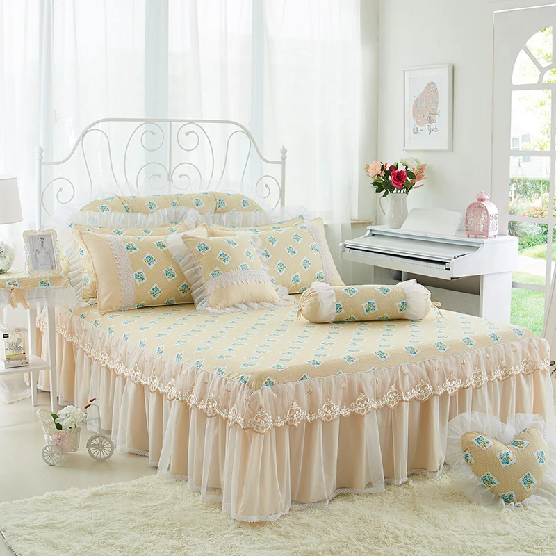 100 Cotton Bedskirt Flowers Print Bedspread Twin Full Queen King Size