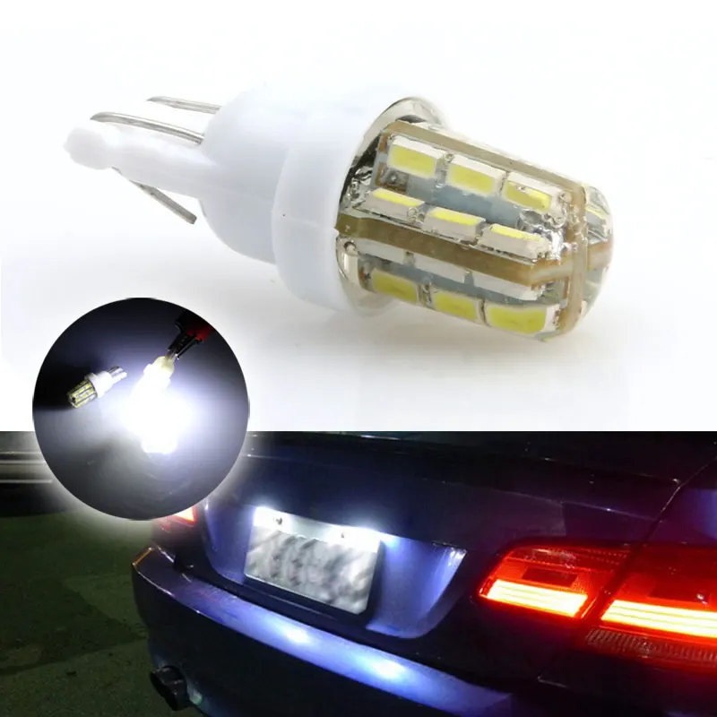 

Xenon White 24-SMD T10 168 194 3014 LED Bulbs For Car License Plate Lights New