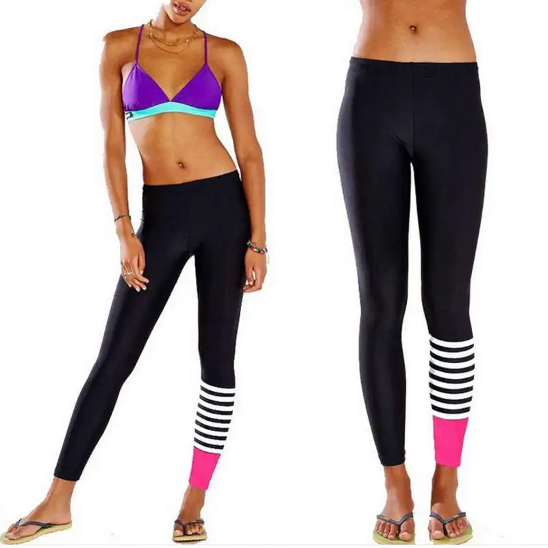 

2019 Fashionable Sexy Women Striped Splice Yoga Leggings Pants Sports Quick Dry Slim Fitted Stretch Gym Wear