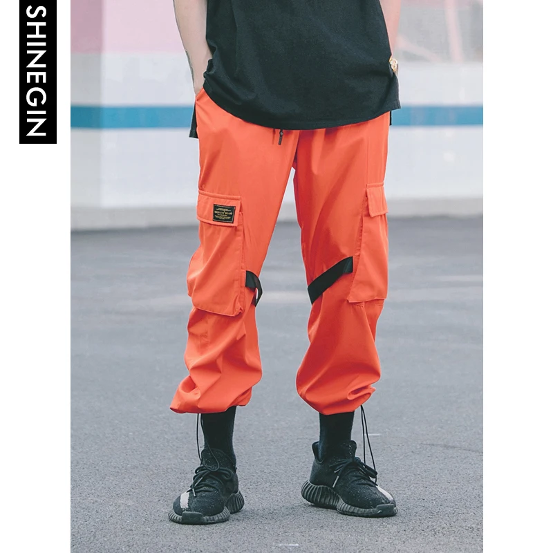 SHINEGIN мужские боковые накладные карманы штаны-шаровары 2019 хип-хоп повседневные мужские спортивные брюки модные повседневные спортивные