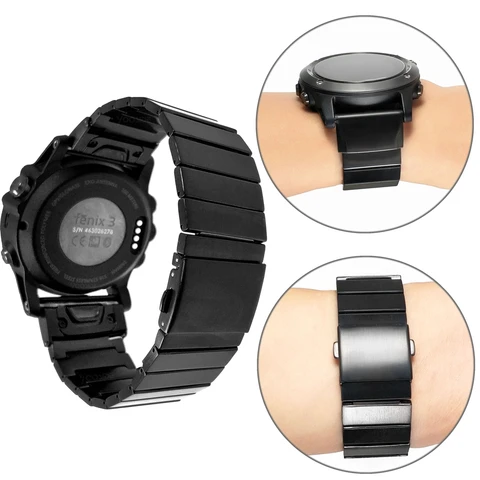 Pulseira de Relógio para Garmin Yooside Ajuste Rápido Fenix 5x Metal Aço Inoxidável – Plus 3 Quatix Tactix Bravo 26mm