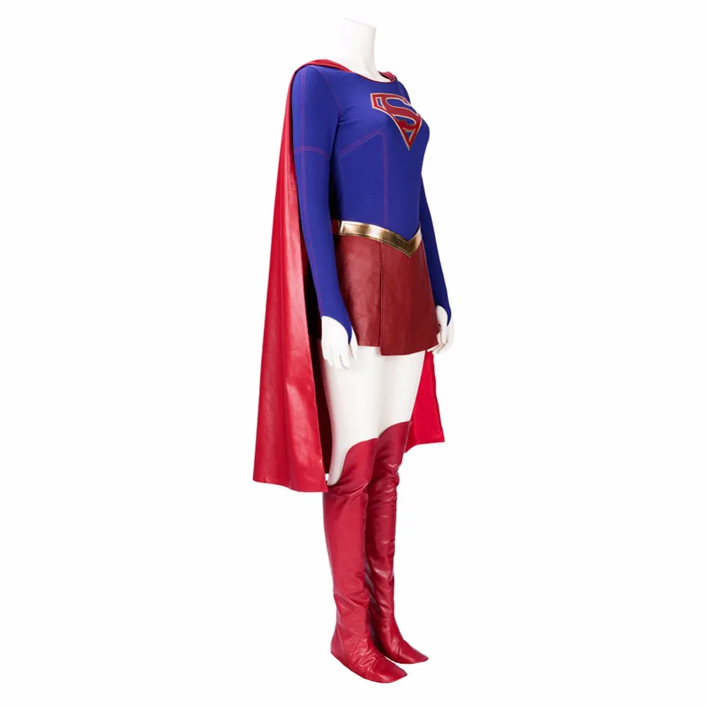 Full Set Supergirl Superwoman Cosplay Kara Danvers Costume Dress Outfit Superhero Adult Halloween Carnival Costume