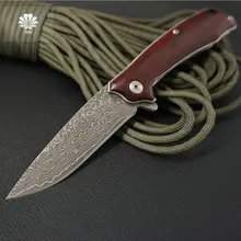 Trskt дамасский складной нож эбеновая деревянная ручка для выживания походные ножи наружный инструмент 60Hrc Коллекция Нож дропшиппинг