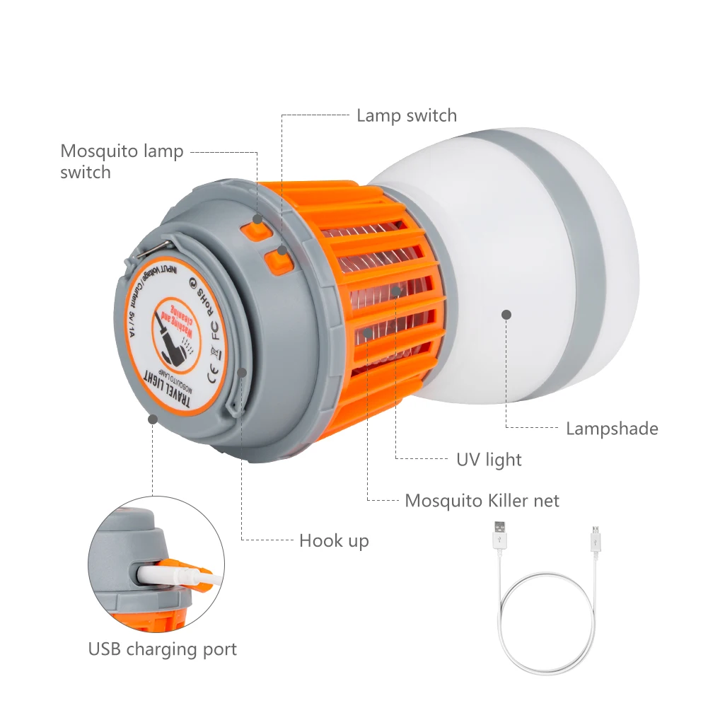 Портативный кемпинговый светильник USB Перезаряжаемый Анти Москитная Убийца лампа DC5V открытый кемпинговый Фонарь Палатка светильник Ошибка ЛАМПА Zapper