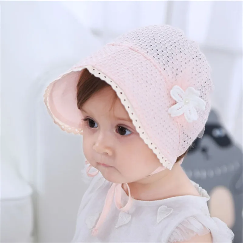 

New Spring Summer Comfortable Breathable Baby Girl Hat Cap Child Curling Lace Princess Hat Cap Children's Hat Summer Sun Hat -40