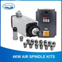 4 кВт Мотор шпинделя с воздушным охлаждением, мотор шпинделя с ЧПУ, 4 шт. подшипники+ 220 В/4 кВт инвертор+ 1 комплект ER20 квадратный фрезерный станок, шпиндель