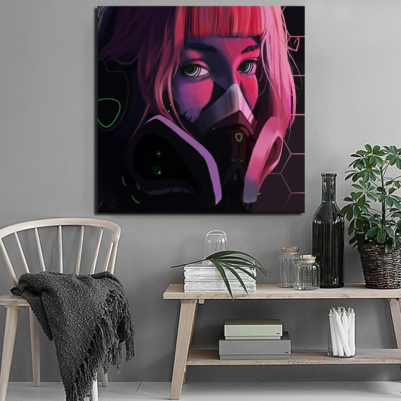 

Cyberpunk Girl Mask Wall Art Canvas Posters And Prints Canvas Painting Decorative Picture For Office Living Room Home Decoration