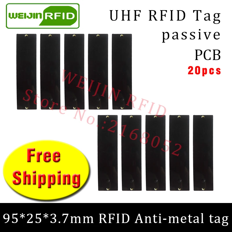 UHF RFID metal tag 915m 868m EPC 20pcs free shipping fixed assets